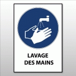 PANNEAU EPI - LAVAGE DES MAINS OBLIGATOIRE - M011 - ISO 7001  - 210 X 297 MM (A4) - VINYLE SOUPLE AUTOCOLLANT - LOT DE 2