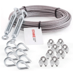 SEILWERK CÂBLE D’ACIER INOXYDABLE V4A, 20M, DIAMÈTRE 3MM 7X7, 2X TENDEUR M5 ÈIL-CROCHET EN ACIER GALVANISÉ, 8X COSSE-CÈUR V4A, 8X SERRE-CÂBLE È