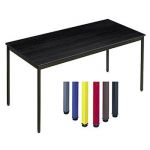 TABLE POLYVALENTE RECTANGLE - L. 160 X P. 80 CM - PLATEAU NOIR - PIEDS BLEU