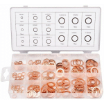 150PCS 15 SPÉCIFICATIONS JOINTS BAGUE D'ÉTANCHÉITÉ, RONDELLES EN CUIVRE ASSORTIMENT KIT, CUIVRE RONDELLES JOINT BAGUE D'ÉTANCHÉITÉ AVEC BOÎTE