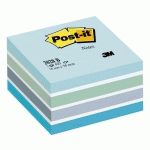 BLOC CUBE REPOSITIONNABLE COULEURS AQUARELLE BLEU POST-IT 76 X 76 MM - BLOC DE 450 FEUILLES