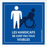 LOT DE 7 - PICTO AUTOCOLLANT HANDICAP INVISIBLE POUR PARE BRISE - 100 X 100 MM