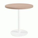 TABLE DE RÉUNION RONDE ECLA CHÊNE CLAIR Ø 80 CM PIÈTEMENT BLANC