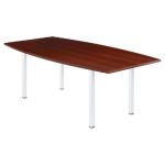 TABLE TONNEAU ACTUAL L. 200 X 100 CM - PLATEAU WENGÉ - 4 PIEDS CARRÉS BLANC