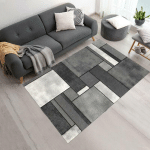 UNAMOURDETAPIS - 40X60 - TAPIS SALON 40X60 BRILLANCE GEOMETRIQUE 1 GRIS - ARGENT