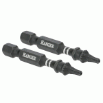 2 EMBOUTS IMPACT 1/4'' ÉTOILE PERCÉE TTX10 LONGUEUR 50 MM - HANGER - 134067