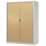 ARMOIRE MÉTAL CONFORT - A RIDEAUX - H. 160 X L. 120  CM - CORPS ALUMINIUM - RIDEAUX HÊTRE