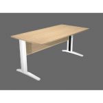 BUREAU DROIT PRONTO PRESTIGE - L.160 X P.80 CM - PLATEAU CHÊNE - PIEDS L BLANC