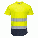 LOT DE 2 - PORTWEST C395 TEE-SHIRT MESH BICOLORE JAUNE/MARINE - TAILLE XXL