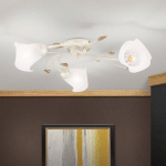 ORION PLAFONNIER SISI, À TROIS LAMPES, IVOIRE-DORÉ