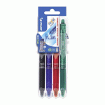STYLO ROLLER PILOT FRIXION BALL CLICKER EFFAÇABLE ÉCRITURE FINE - SET DE 4 COULEURS CLASSIQUES