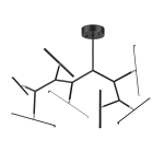 ZAMBELIS PLAFONNIER LED 2072, À 7 LAMPES, 120 CM, NOIR/DORÉ