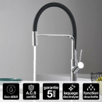 IMEX PRODUCTS - ROBINET MITIGEUR DE CUISINE ANTI-CALCAIRE AVEC DOUCHE ANTI-CALCAIRETTE CHROME IMEX SENA GCE022