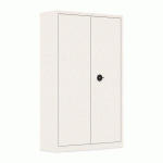 ARMOIRE MÉTAL PORTES BATTANTES MONOBLOC METILY H 198 X L 120 X P 43 CM BLANC