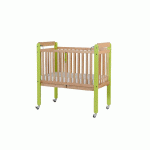 LIT CRÈCHE LILI 100X50 CM, TÊTE ET PIEDS BARREAUX, MONTANTS VERTS + MATELAS - MANUTAN COLLECTIVITÉS