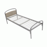 LIT THÉLIA TÊTE PANNEAU/PIED MÉTAL SOMMIER TREILLIS 80X200CM ALU/CHÊNE FONCÉ - MANUTAN COLLECTIVITÉS