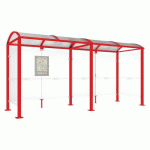 ABRI BUS VOÛTE 5 M AVEC BARDAGES LATÉRAUX - ROUGE 3020 - PROCITY