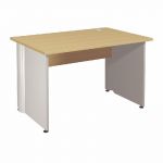 BUREAU DROIT ACTIVITY - L. 120 X P. 80 CM - PLATEAU POIRIER - PIEDS PLEINS 'BLANC'