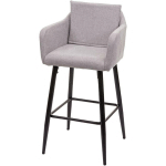 JAMAIS UTILISÉ] TABOURET DE BAR HHG 748, TABOURET DE COMPTOIR, REPOSE-PIEDS MÉTAL TISSU/TEXTILE GRIS CLAIR - GREY