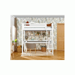 PACK LIT MEZZANINE ABEL + MATELAS  BLANC 90X190 CM/OPT:ECHELLE GRAND CÔTÉ