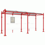 ABRI BUS PROVINCE 5 M SANS BARDAGES LATÉRAUX INOX ROUGE 3020 - PROCITY