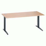 BUREAU DROIT L 180 CM PIÈTEMENT EXCELLENS MÉTAL PLUS CHÊNE CLAIR / ANTHRACITE