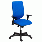 CHAISE DE BUREAU NAO TISSU BLEU - DOSSIER HAUT ACCOUDOIRS - MÉCANISME SYNCHRONE - PIEDS NOIR