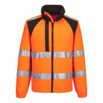 PORTWEST CD807 POLAIRE ZIPPÉ HV ÉCO-CONÇU WX2 ORANGE/NOIR - TAILLE S