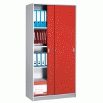 ARMOIRE HARMONIE H 180 X L 90 X P 44 CM CORPS ALUMINIUM PORTES COULISSANTES COULEUR CERISE