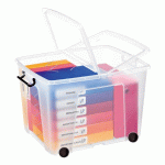 LOT DE 5 - BAC DE RANGEMENT EN PLASTIQUE STRATA AVEC ROUES - 75 LITRES