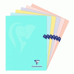 LOT DE 5 - CAHIER PIQUÉ CLAIREFONTAINE MIMESYS PASTEL 24 X 32 CM GRANDS CARREAUX CM 96 PAGES