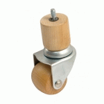 ROULETTE PIVOTANTE GALET BOIS - MASSE BOIS - TIGE FILETÉ 65 MM - CHARGE 80 KG - M 8 - HAUTEUR 120 MM AVL