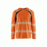 T-SHIRT HAUTE VISIBILITÉ À MANCHES LONGUES 3599 - ORANGE ET BLEU MARINE - M BLAKLADER