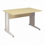 BUREAU DROIT ACTIVITY MÉTAL - L. 120 X P. 80 CM - PLATEAU HÊTRE - PIEDS L 'BLANC'