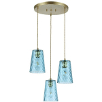 LAMPE SUSPENDUE AZURINE GOLD BLUE E27 3X MAX 40W L: 175CM B: 42CM H: 175CM Ø15.3CM DIMMABLE