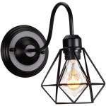 DIAMANT CAGE APPLIQUE MURALE INTÉRIEURES INDUSTRIELLES LAMPE MURALE FER FORGÉ E27 APPLIQUE CHAMBRE SALON CUISINE - NOIR