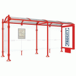 ABRI BUS PROVINCE 5 M CAISSON 1 BARDAGE INOX ROUGE 3020 - PROCITY