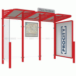 ABRI BUS CONVIVIALE 3 M VITRINE DR BARDAGE GAUC ROUGE 3020 - PROCITY