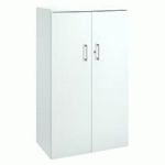 ARMOIRE MI-HAUTEUR BOIS H 136 X L 80 CM AVEC PORTES BATTANTES BLANC- ARCH