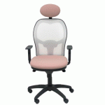 CHAISE JORQUERA EN MAILLE BLANCHE AVEC APPUI-TÊTE FIXE ET ASSISE BALI - ROSA PASTEL