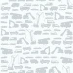 PAPIER PEINT INTISSÉ CHAMBRE GARÇON | PAPIER PEINT CHAMBRE ENFANT VOITURE & TRACTOPELLE GRIS | TAPISSERIE GRISE CHAMBRE GARÇON CHANTIER - 10,05 X