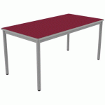 TABLE CARÉLIE 160X80 T6 - 4P STRAT POLYU. CERISE GRIS/9006 - MOBIDECOR