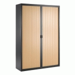 ARMOIRE HAUTE À RIDEAUX DÉMONTABLES DÉCOR BOIS LARGEURS SPÉCIFIQUES 200 X 140 CM ANTHRACITE-HÊTRE