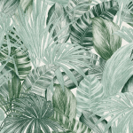 BRICOFLOR - PAPIER PEINT INTISSÉ TROPICAL IDÉAL SALON | PAPIER PEINT EXOTIQUE VERT & BLANC | TAPISSERIE JUNGLE AVEC PALMIER POUR CHAMBRE - 10,05 X