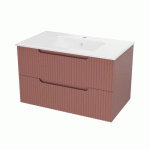 ENSEMBLE MEUBLE VASQUE SALLE DE BAINS - 80 CM - 2 TIROIRS - TERRACOTTA AURLANE