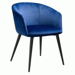 FAUTEUIL FORMIO - VELOURS BLEU - PIÈTEMENT MÉTAL NOIR