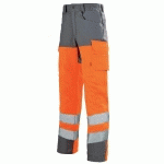 PANTALON DE TRAVAIL HAUTE VISIBILITÉ ORANGE HIVI ET GRIS