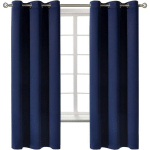 RIDEAUX POUR CHAMBRE À COUCHER - RIDEAUX ASSOMBRISSANTS À ISOLATION THERMIQUE AVEC ŒILLETS, ENSEMBLE DE 2 PANNEAUX (52 X 84 POUCES, BLEU MARINE)