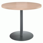 TABLE DE RÉUNION RONDE ECLA CHÊNE CLAIR Ø 100 CM PIÈTEMENT ANTHRACITE