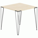 TABLE RÉUNION LORI 80 X 80 CM PLATEAU CHÊNE CLAIR PIED NOIR - MBA
